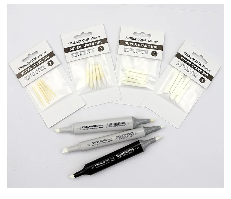 Finecolour Ersatz EF100/EF101/EF102 Generation Art Marker Head Austauschbare große schräge Spitze/kleine runde Spitze für Markierungsstift – Detail 16