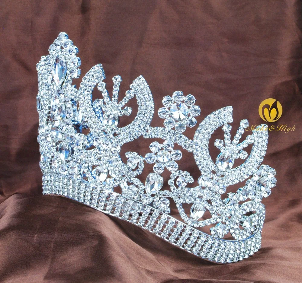 Luxurious Miss Beauty Pageant Tiara Crown Contoured Austrian Rhinestone Women Headband Wedding Bridal Parade Prom Costumes