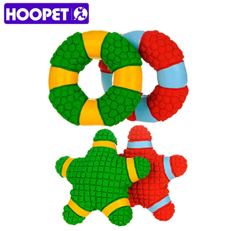 HOOPET Pet Dog Cat Chew Toys Squeaky Sound Resistance to Bite Rubber Five-pointed Star/Circle