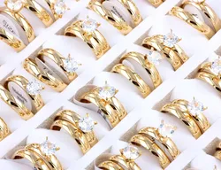 QIANBEI Wholesale Women's 12Sets/Lot Zirconia Couple Rings Valentine's Wedding Jewelry New Arrival