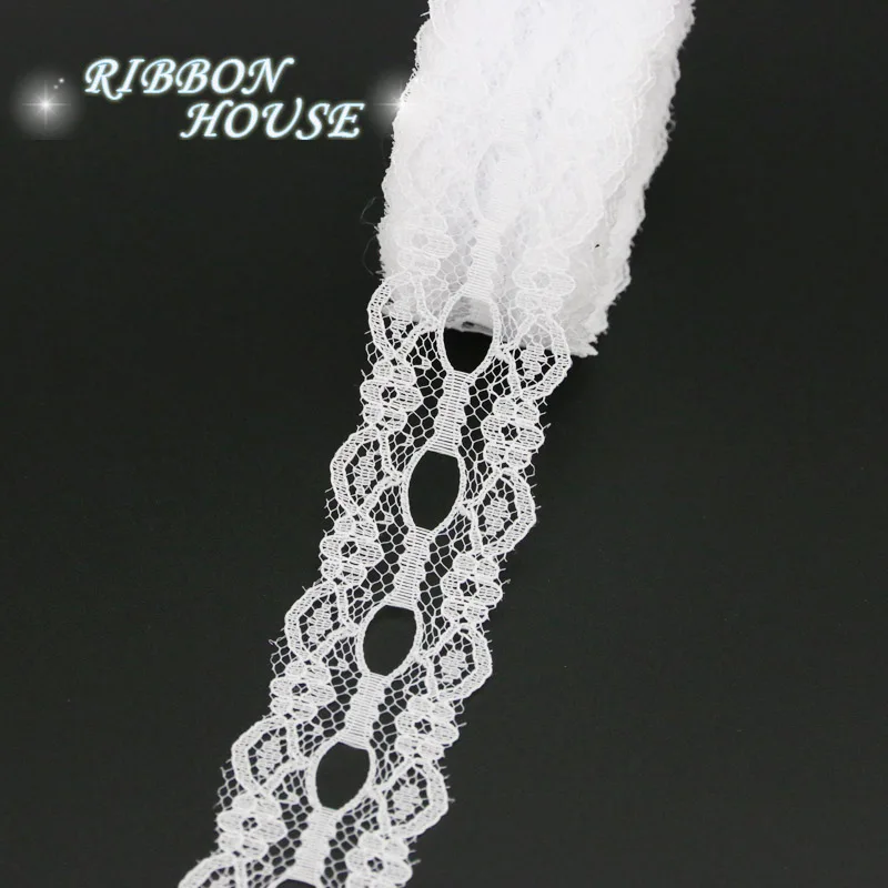 (5 yards/roll) White lace fabric Webbing Decoration Love gift packing Material (20/25/30/35/40mm)