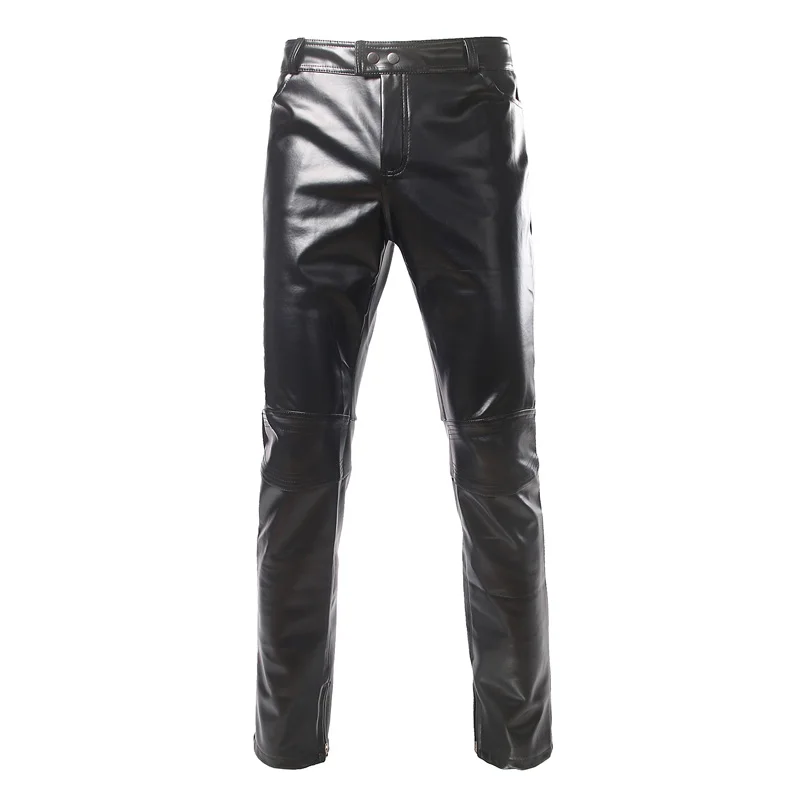 Motorcycle PU Leather Pants Mens Brand Skinny Shiny Gold Silver Black Pants Trousers Nightclub Stage Pants for Singers Dancers