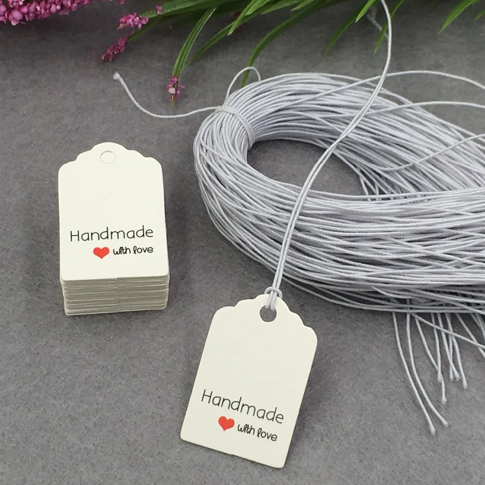 200pcs 3*2cm Garment Labels Price Tags Marks Florist Plant Label Tags+200pcs rope ,Handmade with love Gift Tags