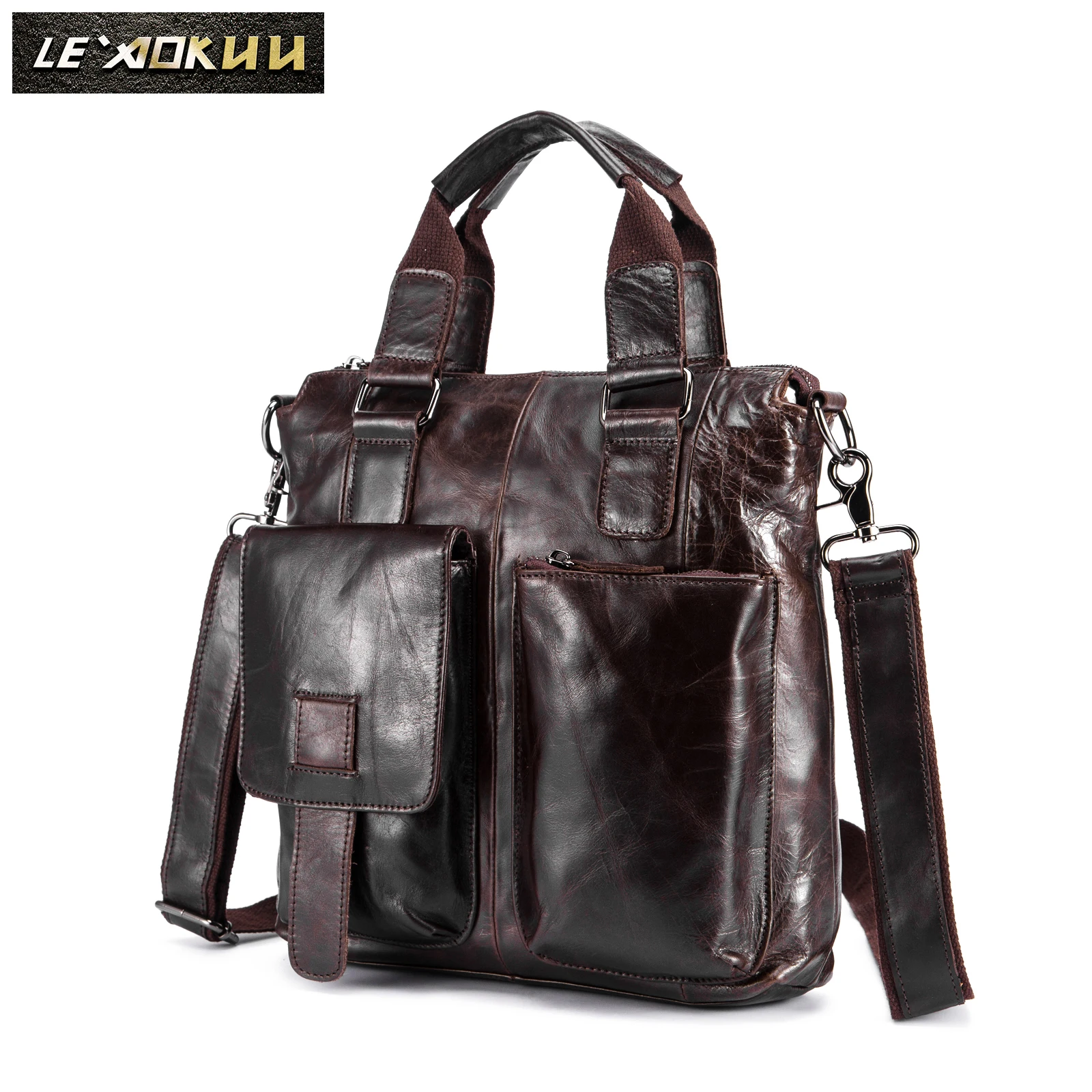 Imagem -02 - Masculino Couro Genuíno Casual Maletas Maleta de Negócios 12 Portátil Case Attache Portfolio Tote Bolsa Maletin Mensageiro Bolsa B259-dc