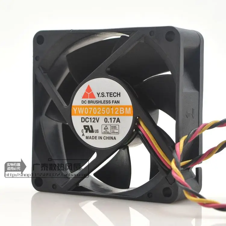 

Y.S TECH YW07025012BM DC 12V 0.17A 70x70x25mm Server Cooling Fan