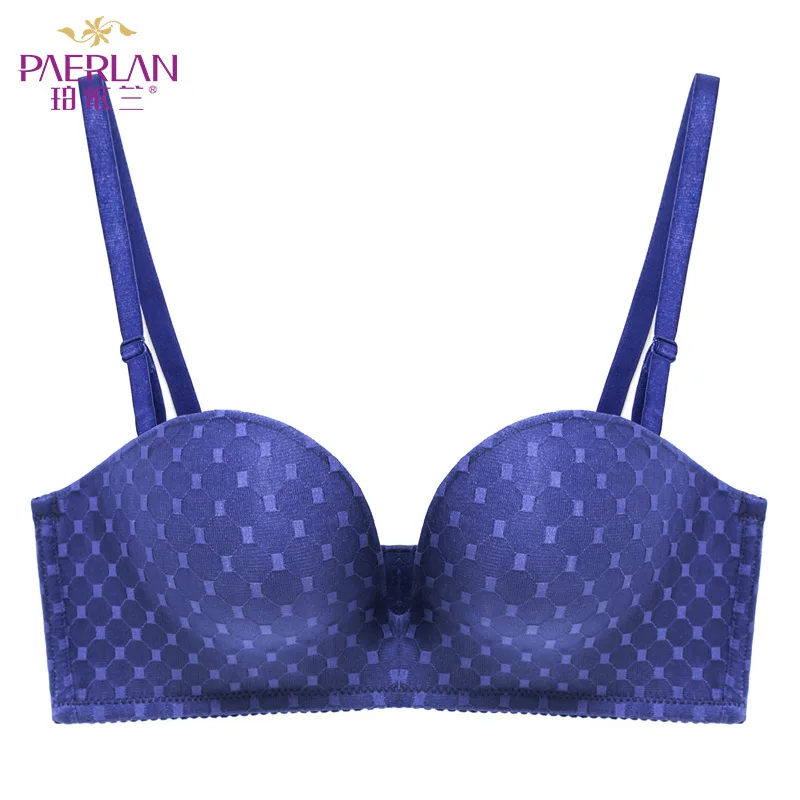 PAERLAN Wedding dress u-type women bra no shoulder strap invisible 1/2 half cup small chest gather non-slip underwear Seamless