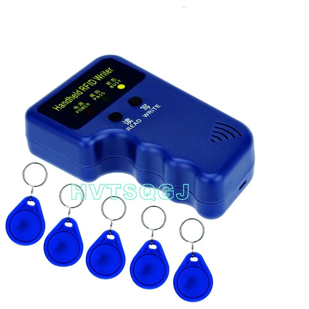 Handheld 125Khz EM4100 Rfid Copier Schrijver Duplicator Programmeur Reader +5pcs EM4305 T5577 Herschrijfbare Id Keyfobs Tags