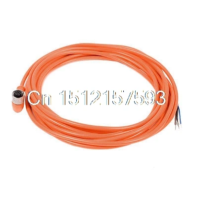 

M12 5M Female Right Angle 4Pin Connector Aviation Socket Electrical Cable Orange