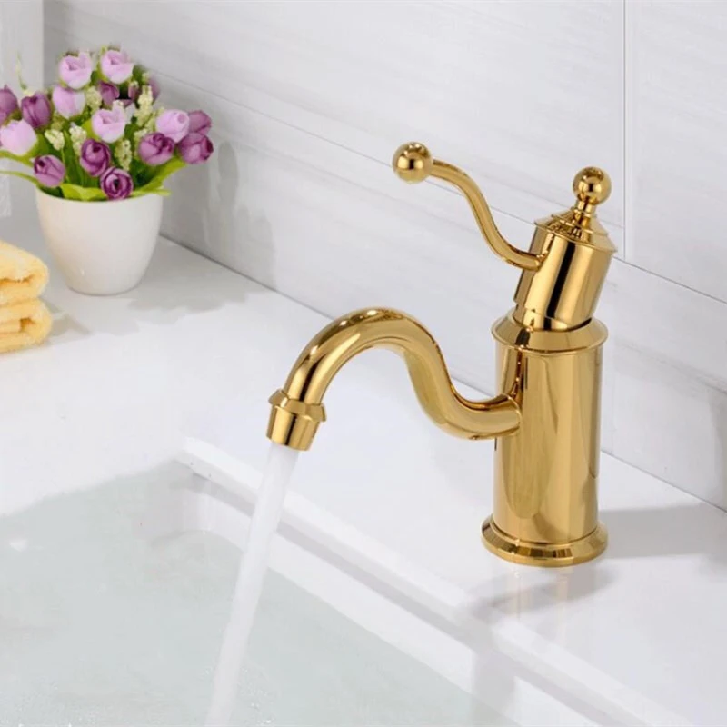 

Bathroom Basin Faucets Gold/Black/Chrome Brass Single Handle Single Hole Mixer Tap Deck Mounted Hot And Cold Tap Sink Faucet