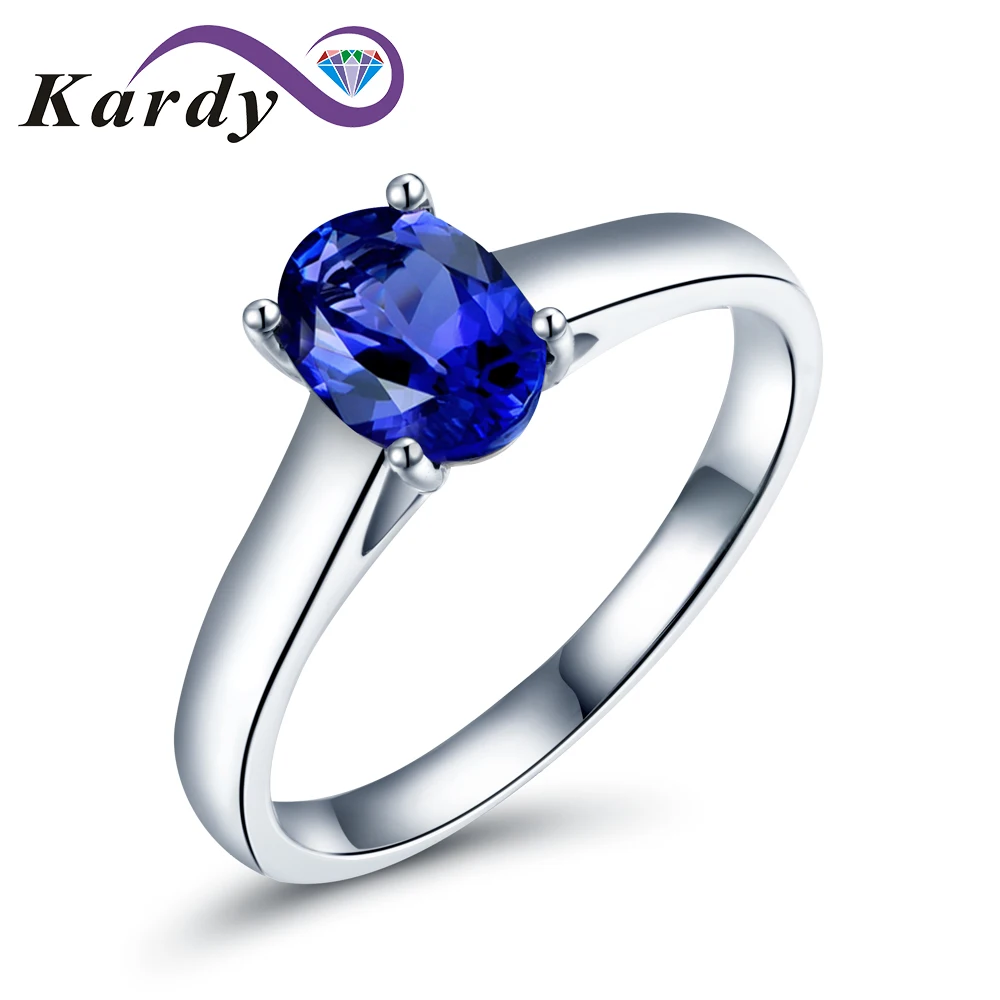 

(1.37ct) Genuine Natural Blue Tanzanite Gemstone Women's White Gold 14K Wedding Engagement Promise Band Ring Set