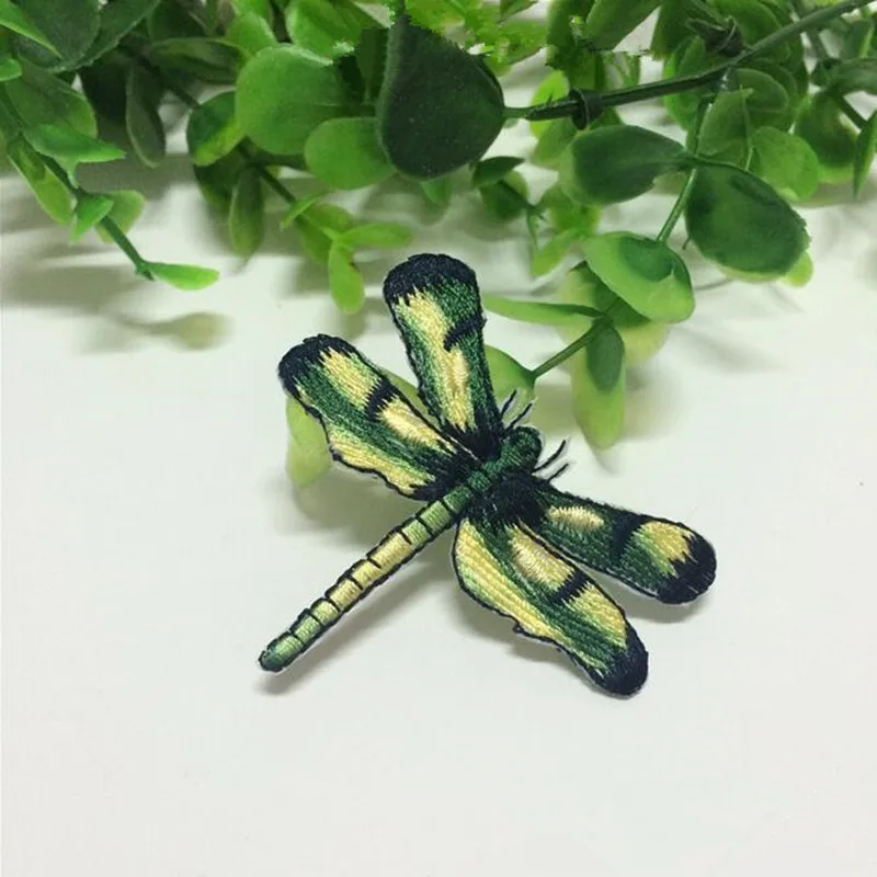 6pcs/lot Cheap Green Blue Purple Dragonfly Patches for Clothes Applique Iron On Butterfly Patch Clothing Sticker DIY Accessories