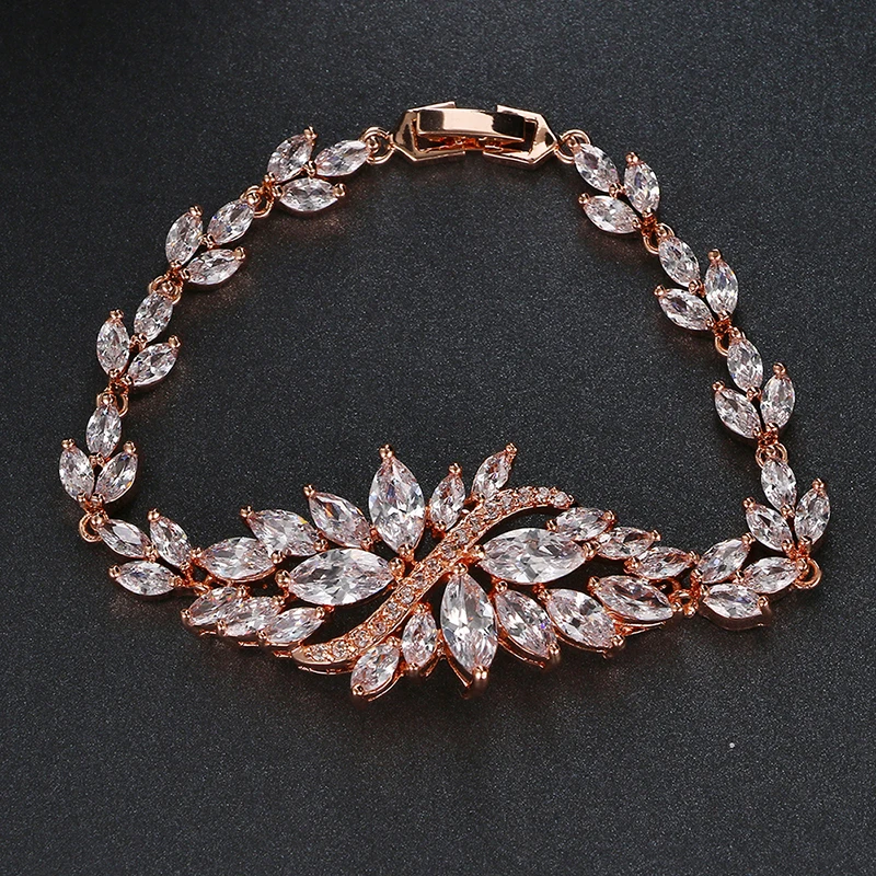 Emmaya Rose/White Gold Color AAA Cubic Zircon Bracelets Bangles Luxury Wedding Bracelet Women Gift