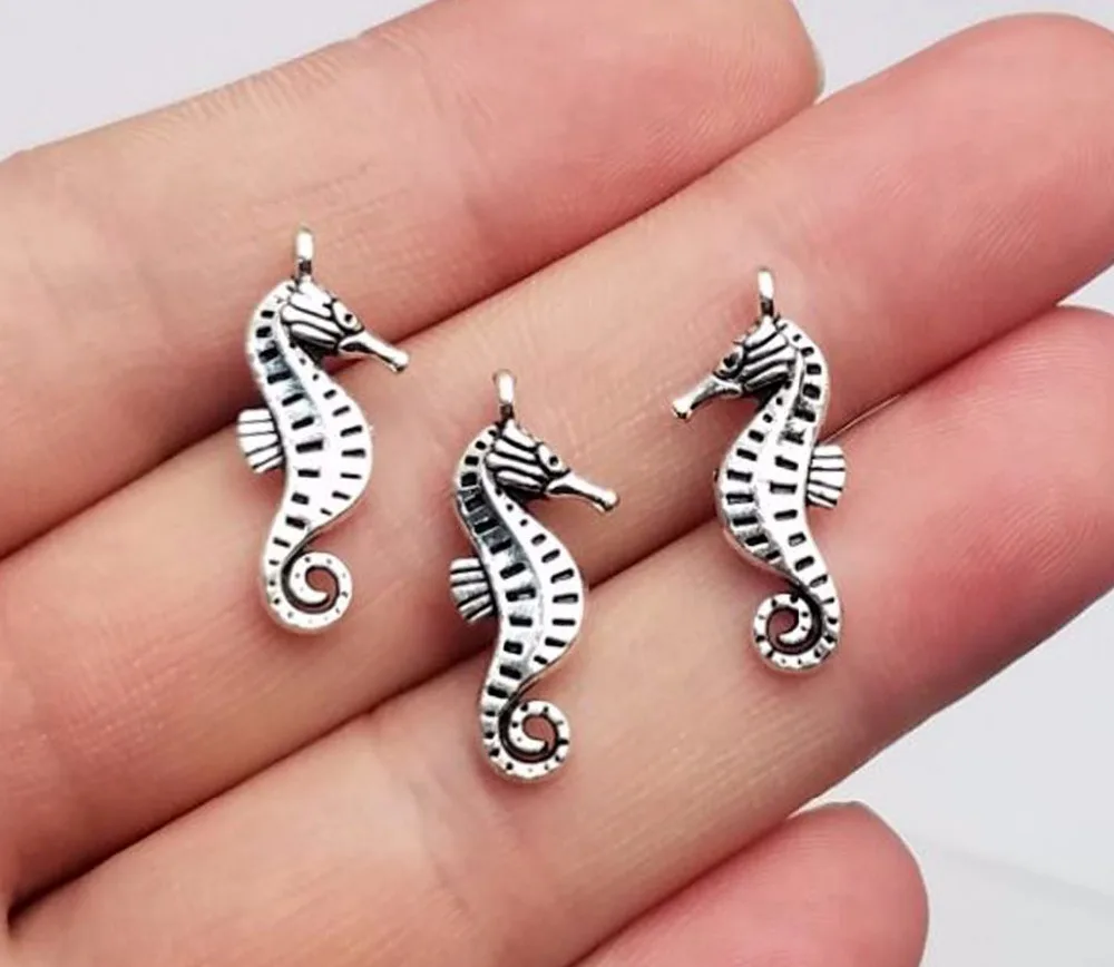 40pcs/lot--8x22mm, hippocampus cham,Antique silver plated sea horse Charms  ,DIY supplies, Jewelry accessories