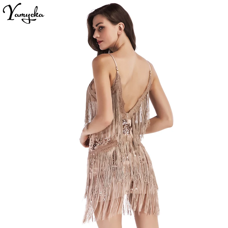 Sexy vintage black tassel sequin summer dress women backless club party dresses 2025 woman evening prom short dresses vestidos