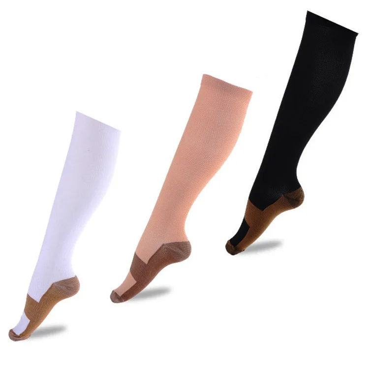 High Quality Pressure Nylon Compression Stocking Women Men Anti Fatigue Pain Relief Knee High Stockings Wholesale 10pair/lot