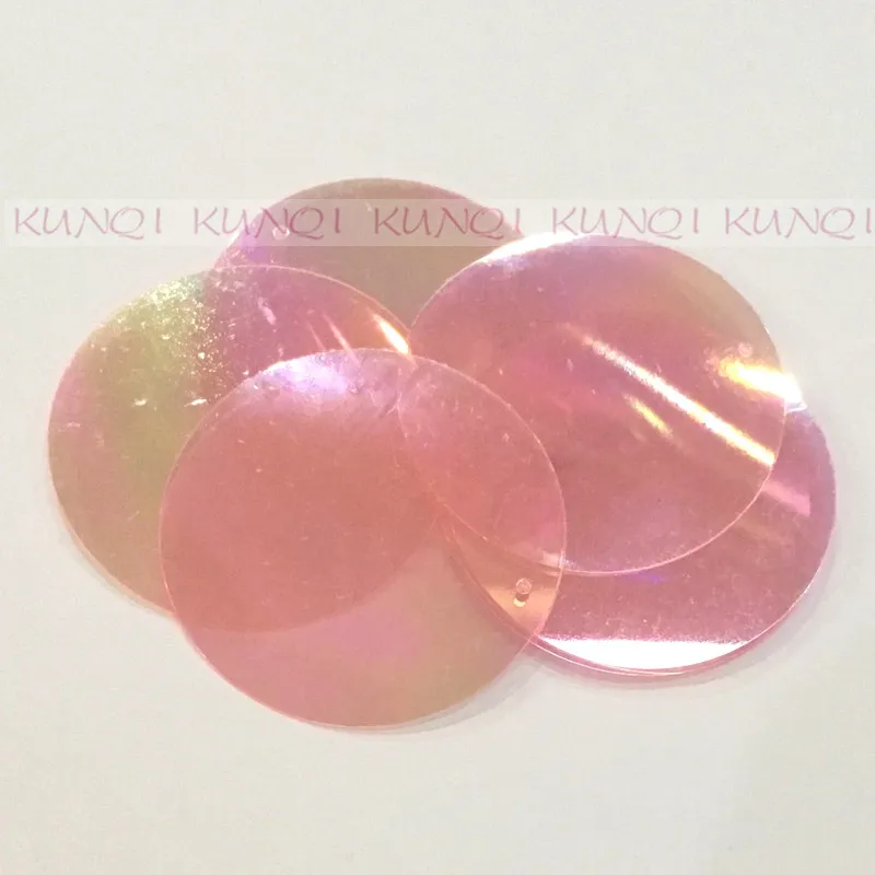 50mm Large Round Loose Hologram Sequin Paillette Sewing Decoration,Wedding Craft,Women Kids DIY Garment Acc Transparent Pink