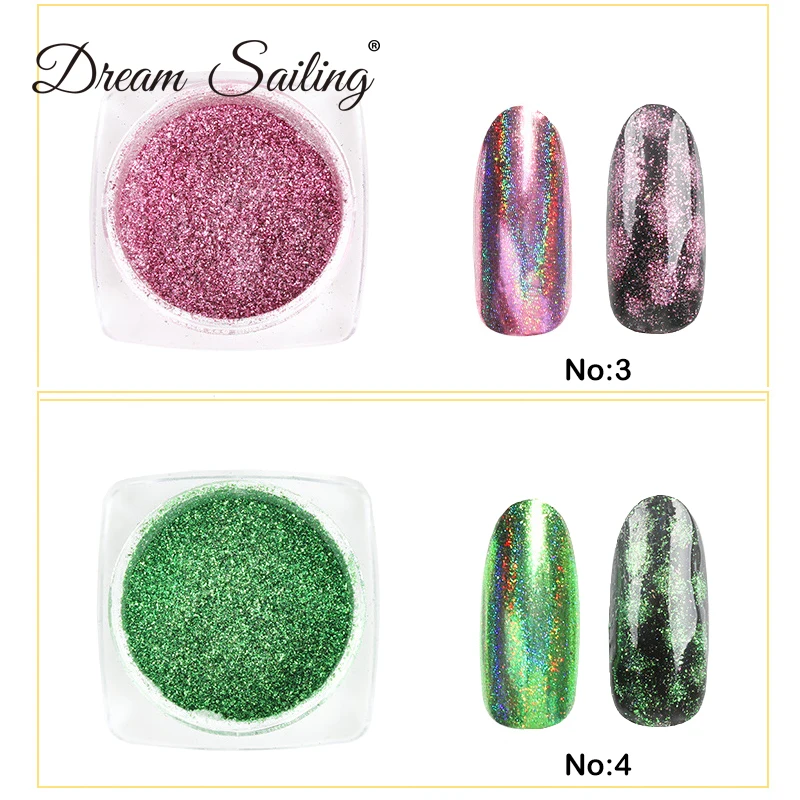 Pigments holographiques caméléon pour décoration des ongles, démontrent laser, galAct chromée, poussière de paillettes, nail art