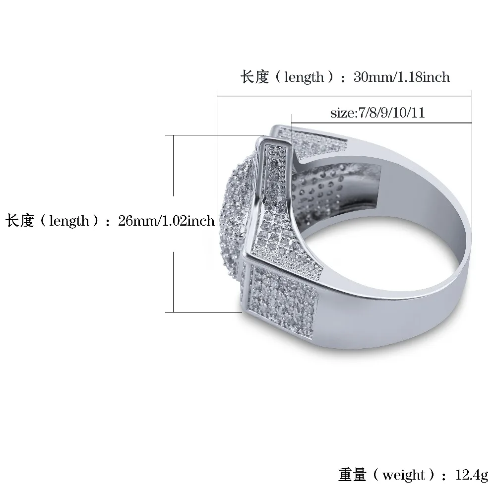 TOPGRILLZ Hip Hop Five Star Rings Men\'s Gold Silver Color Iced Out Cubic Zircon Jewelry Gifts