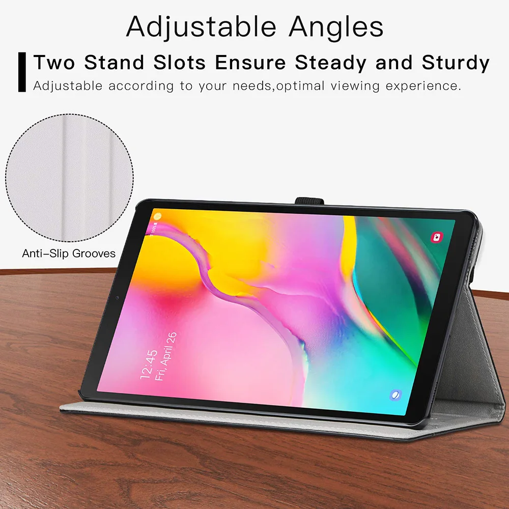 Stand Case für Samsung Galaxy Tab A 10.1 Tablet (Version 2019, Modell SM-T510/T515/T517) – Premium-PU-Lederhülle mit Handschlaufe