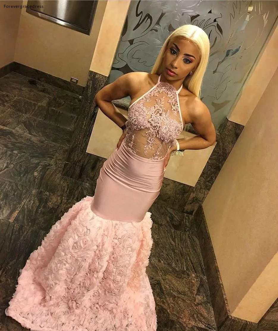 Sexy Peach Color Long Prom Dresses 2019 South African Black Girls Appliques Holidays Graduation Wear Evening Party Gowns