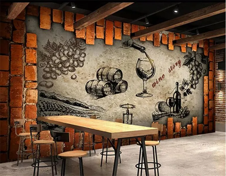 

Retro Wine Storehouse Cellar Manor Wine House Mural Custom Made Large and Medium Mural Silk Wallpaper papel de parede