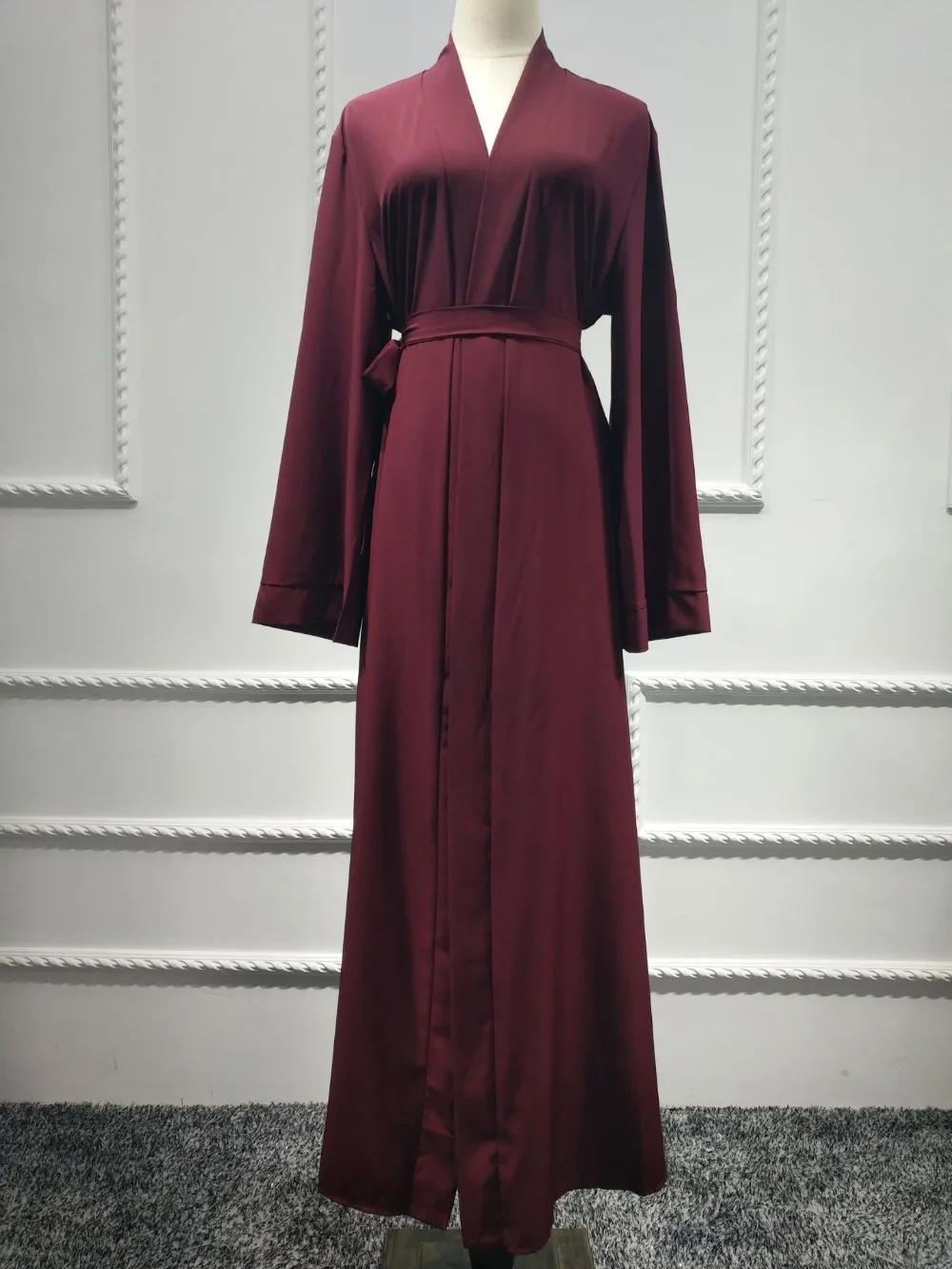 Abaya-Dubaï à volants pour adulte musulman, 7 couleurs, violet, avec ceinture, vêtement de prière, livraison directe