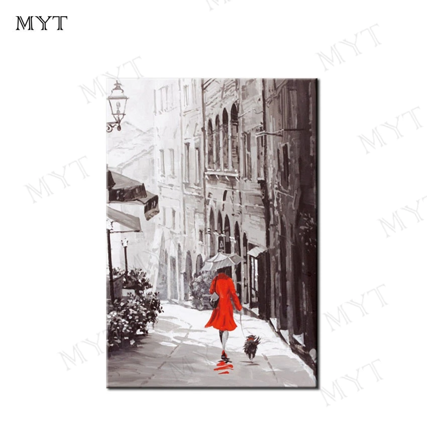 

MYT Free Shipping For Sell Wholesale Women In Rain Oil Painting On Canvas Abstract Pictures New Arrival Picture For Living Room