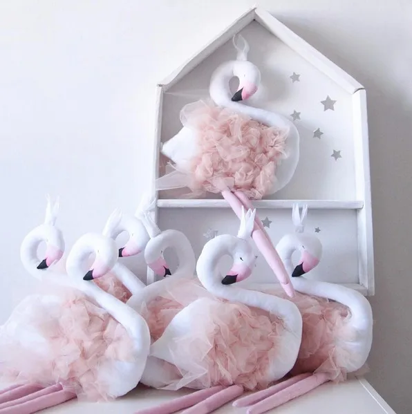 

INS Hot Cute Handmade Long Leg Pink Flamingo Toys Stuffed Baby Dolls Baby Bed Decoration Children Gift