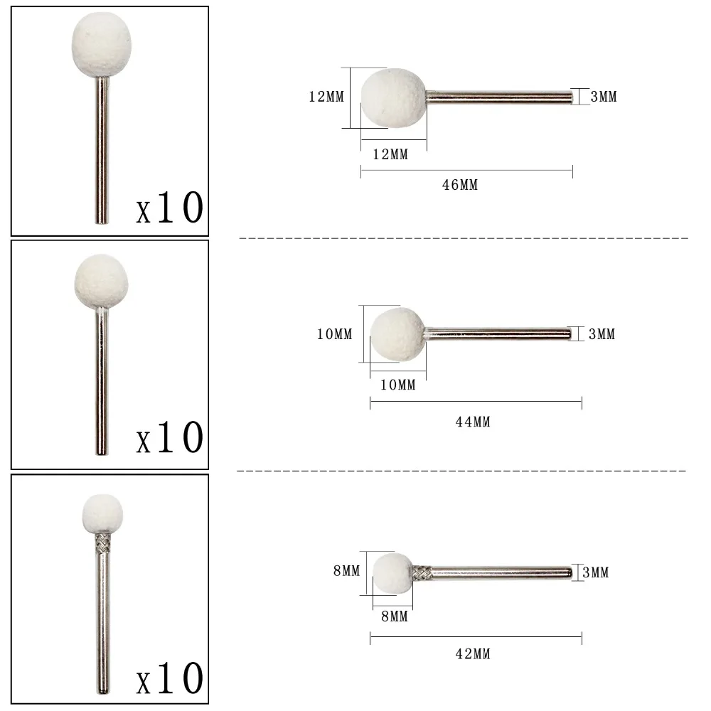 Wool Felt Buffing Wheels Mounted Mandrel Polishing Wheel Buff Set Jewelry Watch Polish Dremel Accessories Power Rotary Drill Too