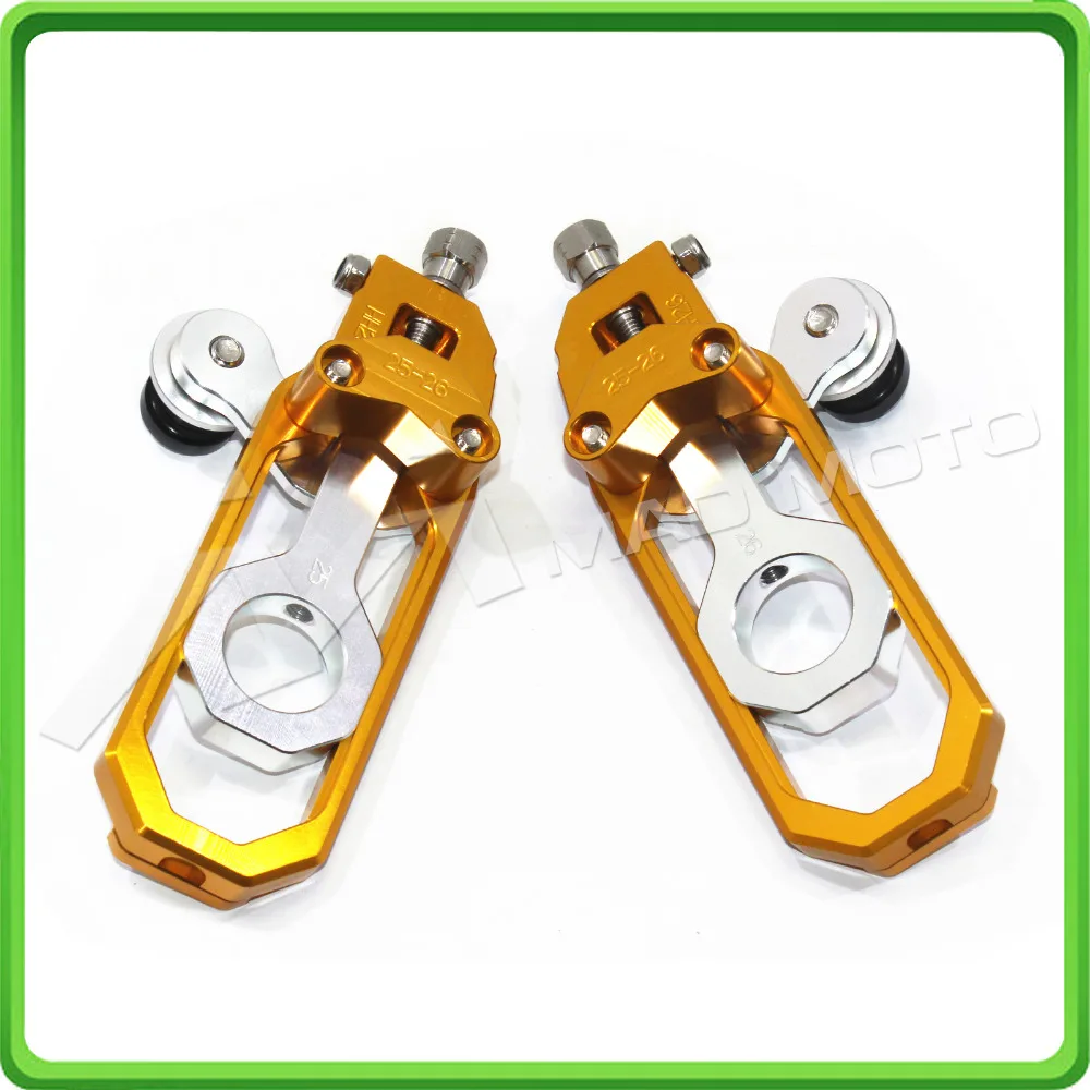 Motorcycle Chain Tensioner Adjuster with paddock bobbins kit for Yamaha YZF-R1 R1M R1S 2015 2016 2017 15 16 17 Gold&Silver