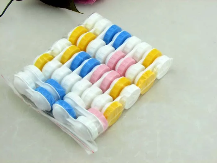 20pcs/lot Simple Contact Lens Case Eyewear Accessories Cute Travel Box Container For Lenses Random Color Wholesale