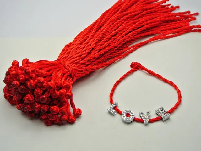 50 Braided Lucky Red String Rope Cord Bracelet 21cm for Charm