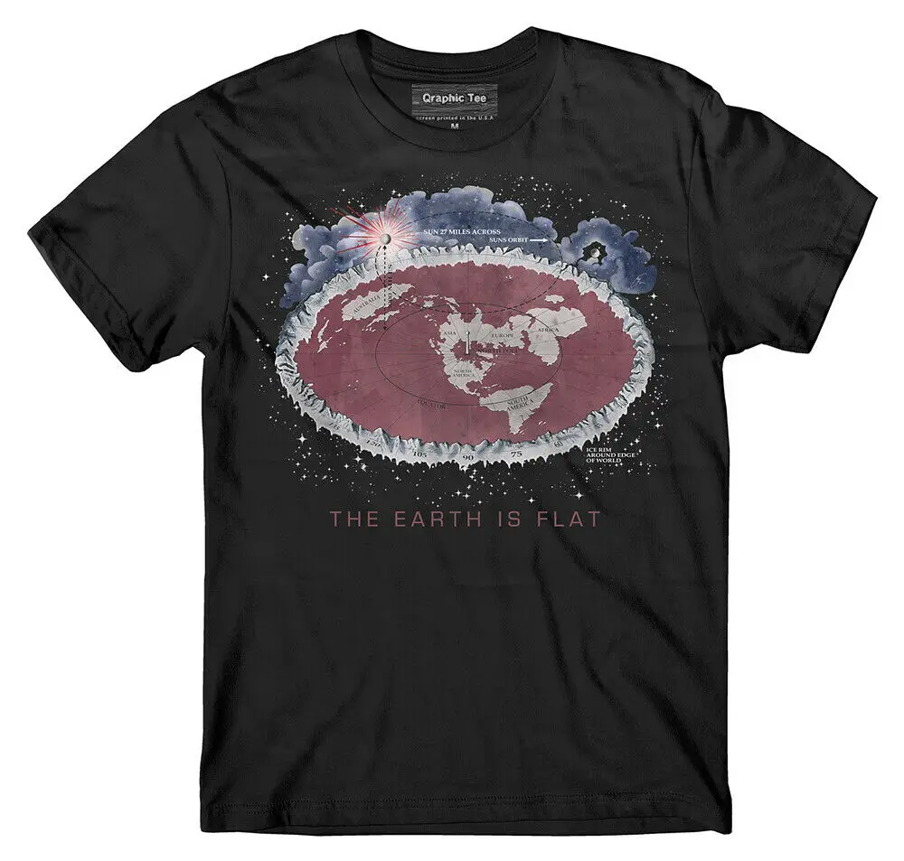 Flat Earth T-Shirt, Voliva Map, Earth Is Flat, Wilbur Glenn Voliva 2019 New Fashion Short Sleeve Men Cotton Printing T Shirts