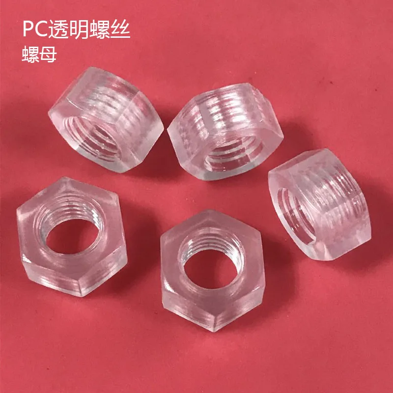 10PCS M3 M4 M5 M6 M8 M10 M12 M20 DIN934 PC Polycarbonate Hexagon Nuts Metric Thread Hex Nut