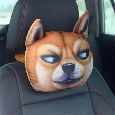 New Cute Animal Car Headrest Cartoon Handsome Dog Nap Cushion Pillow Waist Pillow With Core+Activated Carbon Cushions