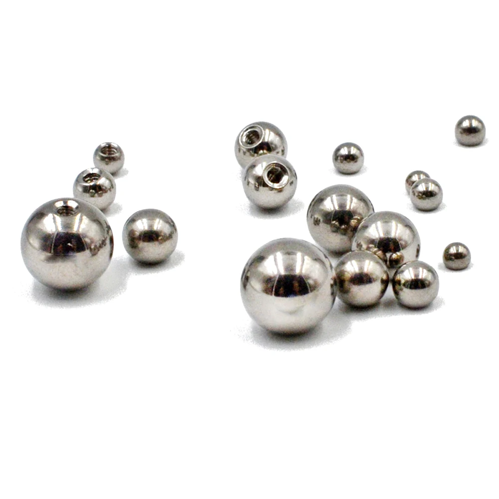 10 pcs G23 Solid Titanium Ball Piercing Screw Hole Replacement Accessories Lip Eyebrow Tongue Ear Body Piercing Jewelry 14/16G