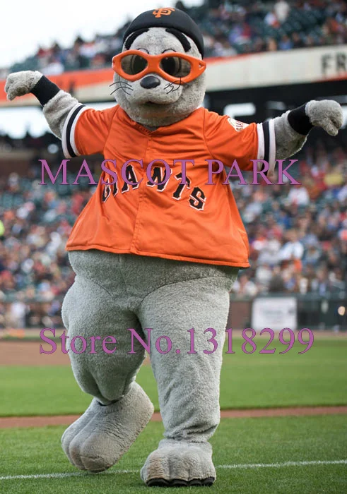 Funny Cool Seal Mascot Costume Adult Baseball Sport Theme Seal Cartoon Character Mascotte Fancy Dress Kits for Carnival Party