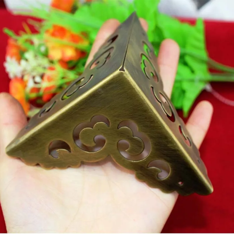 Brass Corner,Luggage Case Box Corner Brackets Decorative Corner For Furniture Decoration Triangular Corners,Brass Color,80mm