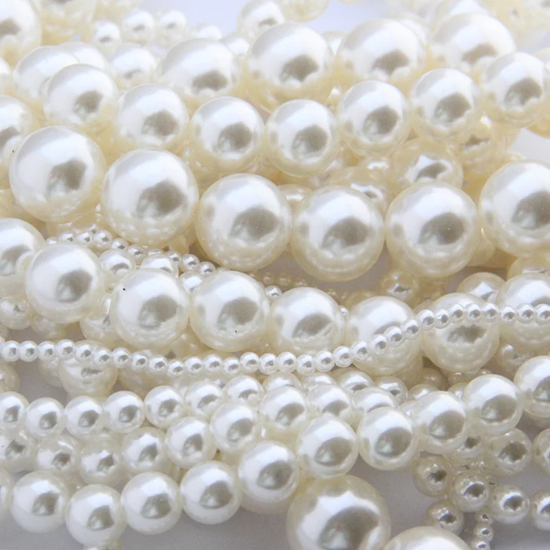 4mm-20mm Loose Pearls White Color ABS Pearl DIY Hand Craft Round Imitation Pearl Bead Clothing & Garment Wedding Decoration