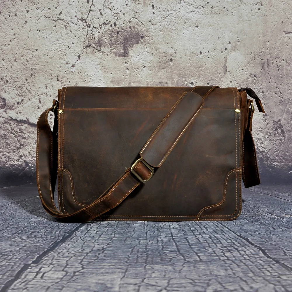 New Fashion Leather Male Casual Messenger bag Satchel cowhide 13\