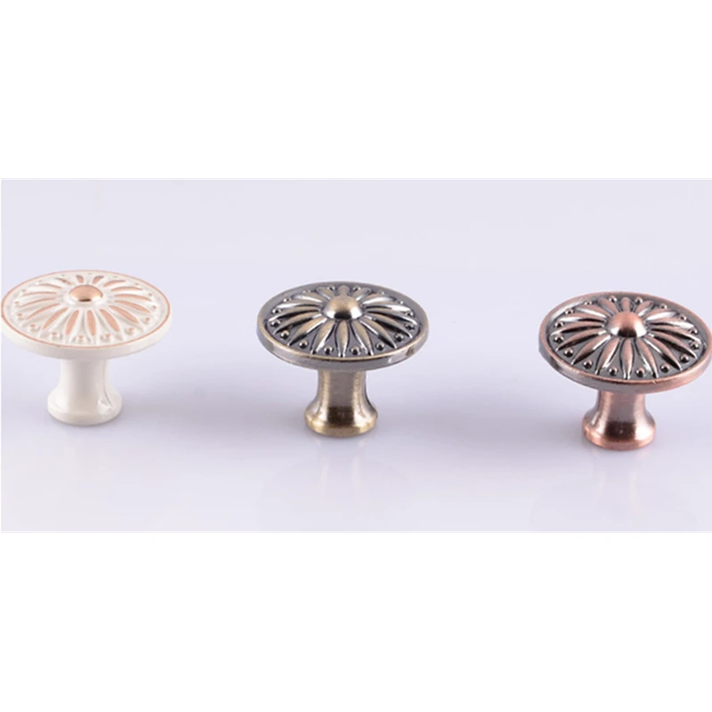 KAK Retro Red Bronze Kitchen Cabinet Knobs Cupboard Door Zinc Alloy Handles Vintage Wardrobe Furniture Handle Drawer Pulls