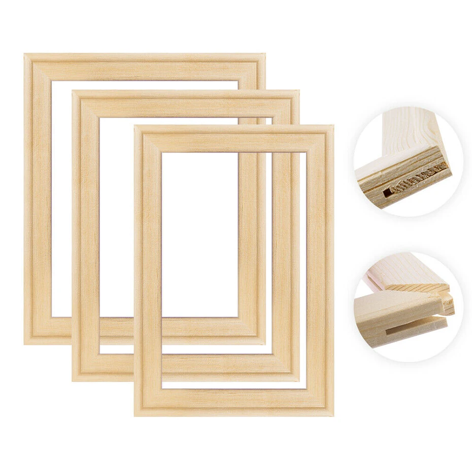 DIY Natural Solid Pine Wood Pictures Frame for Diamond Painting Inner Frames Match for Canvas Wall Art Stretching Paintings