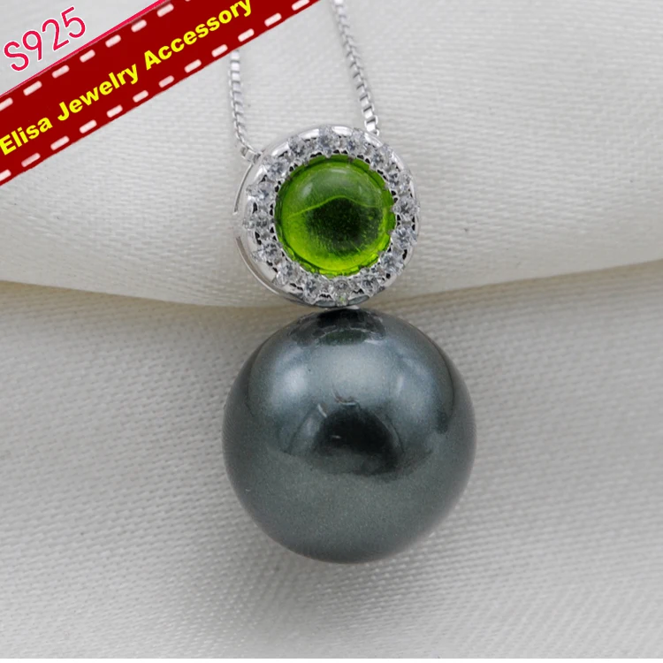 5Pcs/Lot Green Color Zircon Pendant Settings S925 Sterling Silver Pearl Pendant Holder Women Handmade DIY Jewelry Accessory