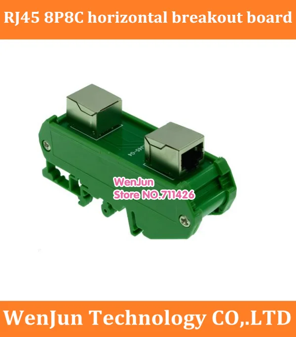 

2 x RJ45 female 8P8C horizontal breakout board with Din rail mounting bracket and panel mounting foot --1pcs/lot