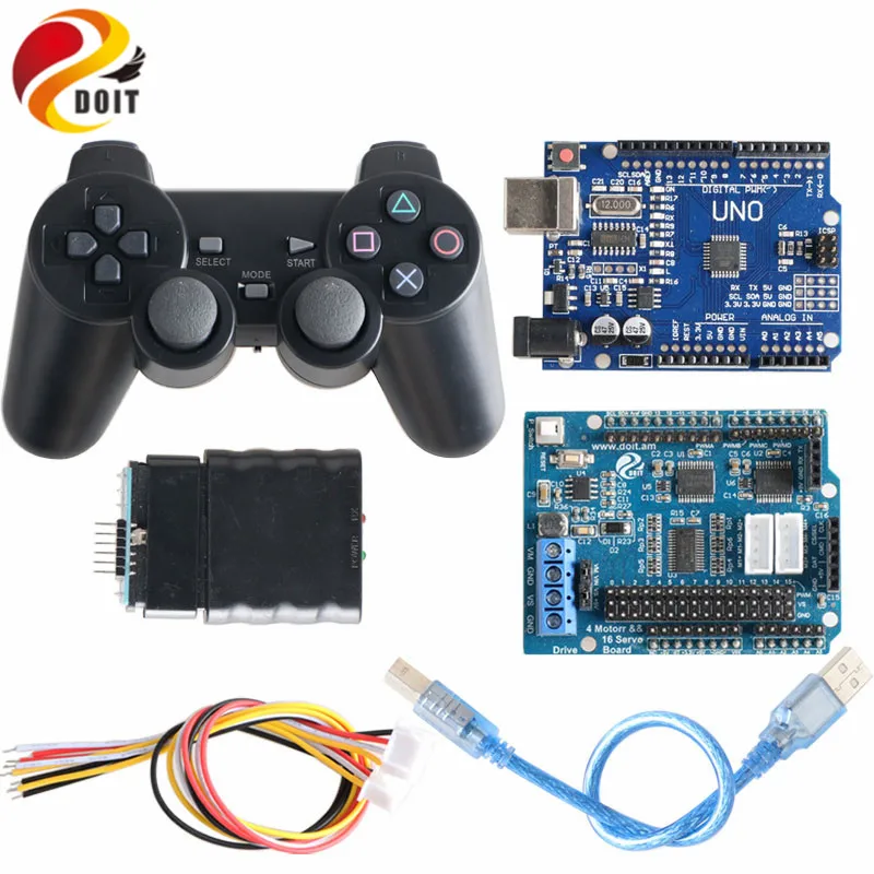 Bluetooth, WiFi, Handle Robot Car Arm Controller Kit for Arduino with Motor Driver Board, WiFi Module, Bluetooth Module