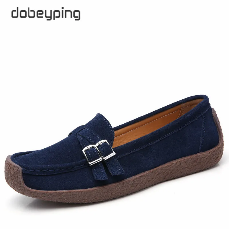 dobeyping New Spring Autumn Woman Shoes Genuine Leather Women Flats Casual Women\'s Loafers Buckle Female Shoe Low Heel Footwear