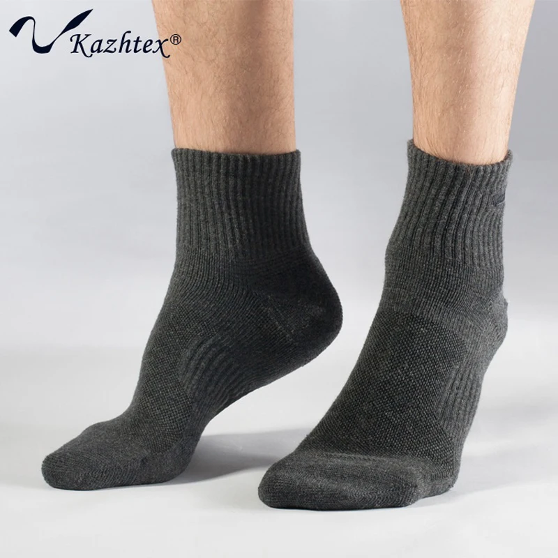 C316219 Kazhtex High-end Men's Silver Fiber Sport Socks Hiking Socks Antibacterial Deodorization Large Size Thicken Men Socks