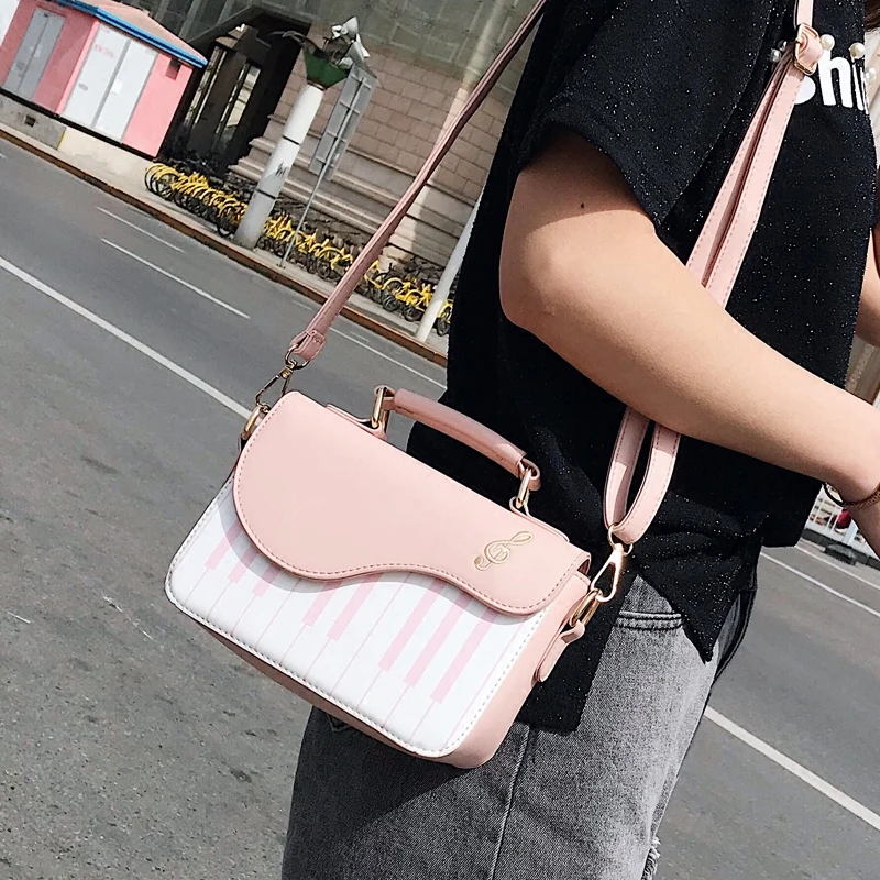 Cute Piano Pattern Shoulder Bag Fashion Pu Leather Casual Ladies Handbag Crossbody Messenger Bag Pouch Totes Women\'s Flap