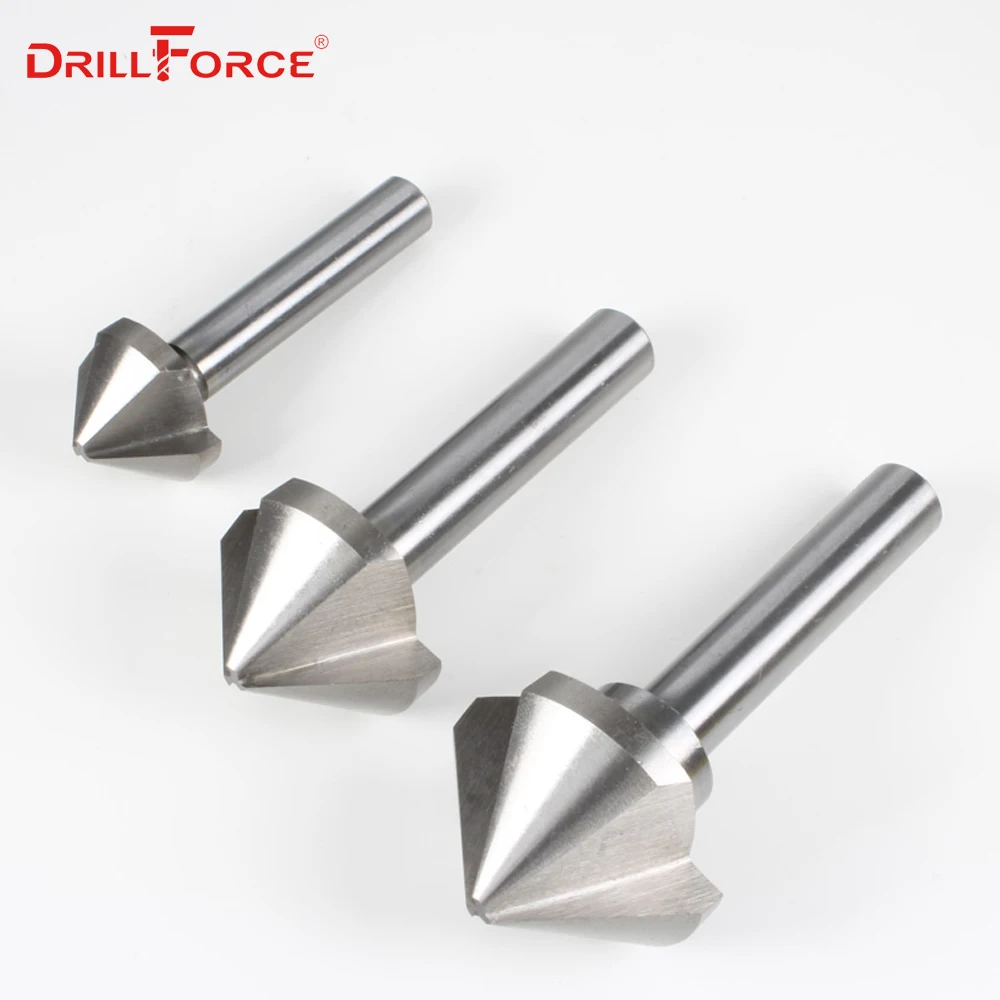 6.3-45mm HSS 3 Flute 120 Degree Chamfer Countersink Drill Bits(6.3/8.3/10.4/12.4/14/16.5/20.5/25/30/35/40/45mm)