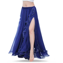 Royal Blue Belly Dance Skirts Oriental Double High Slits Belly Dance Costume Skirt For Women Skirt Belly Dance (Without Belt)